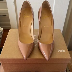 Christian Louboutin Blush Patent Pointed-Toe Pumps with box and dust bag